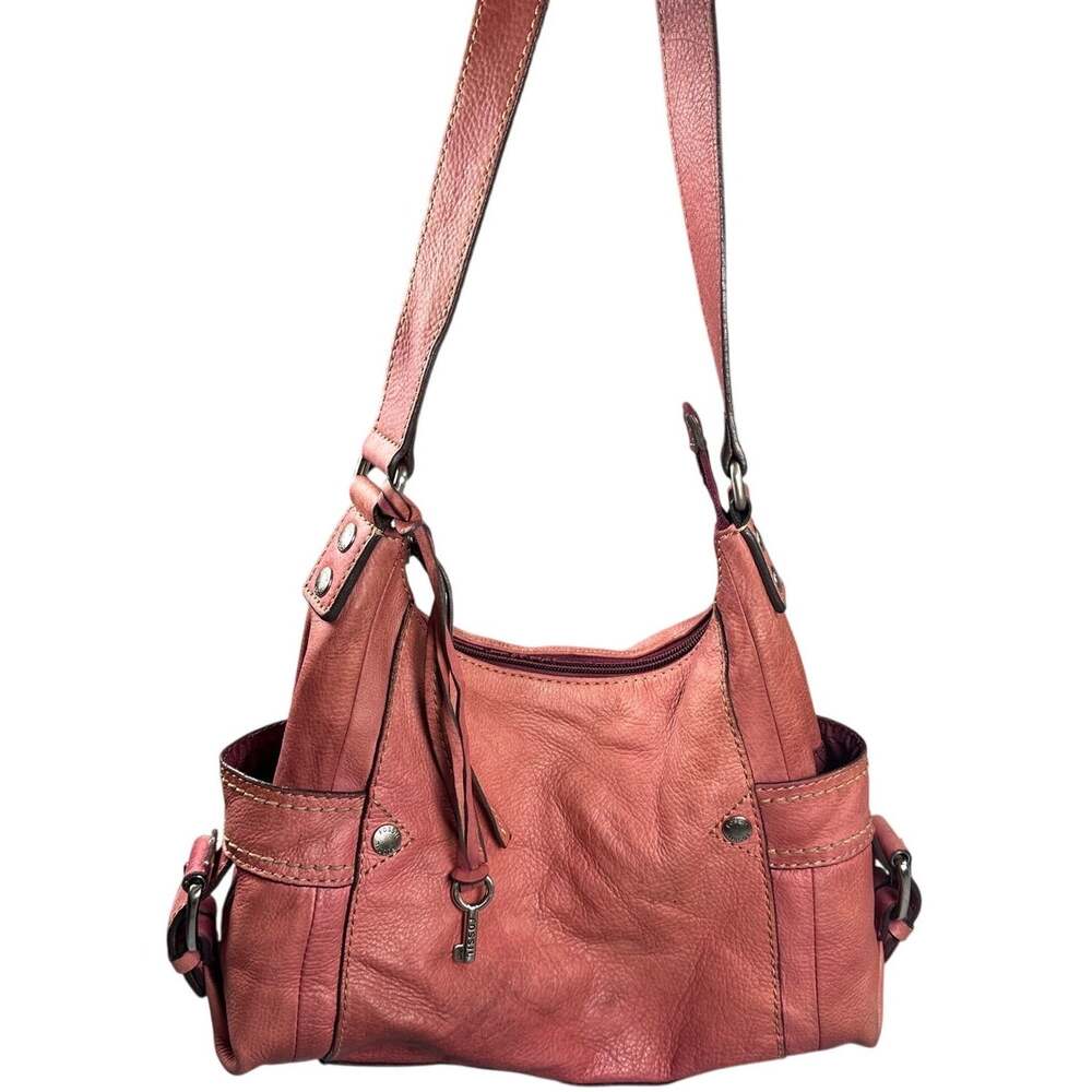 Fossil Bag Slouchy Hobo Key Charm Coral Pink Leather Medium